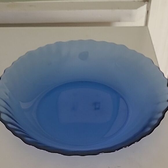 Source Unknown Other - small Scalloped Blue Bowl
